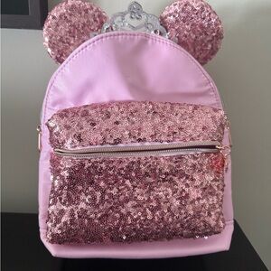 Line new, beautiful, RARE Disney Bibbidi Bobbidi Boutique Backpack PInk Sequins